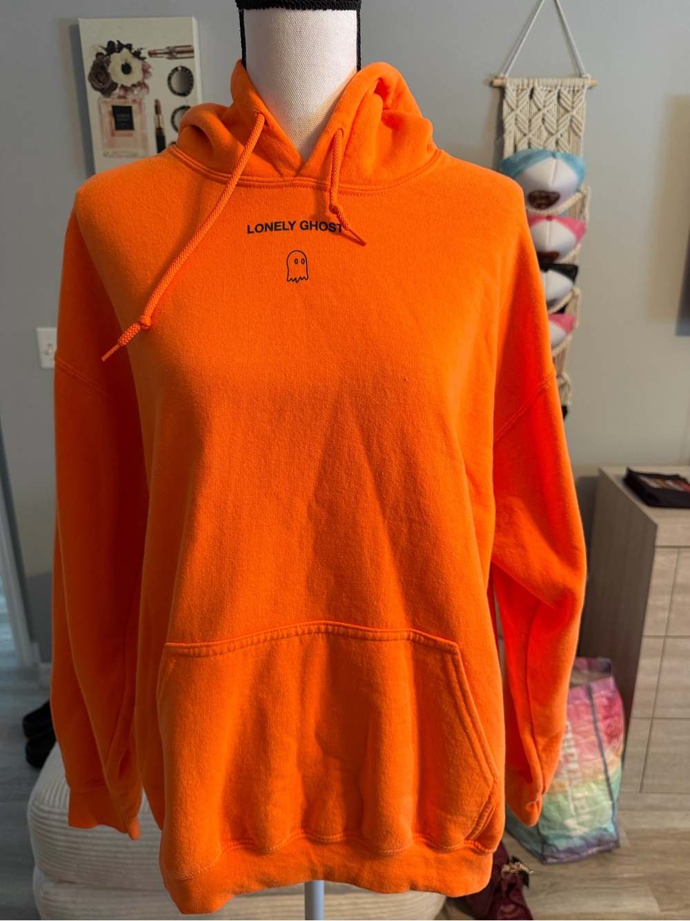 Lonely ghost orange text me when you get home hoodie large